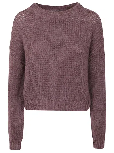 ROBERTO COLLINA BOXY-FIT WINE-COLORED ALPACA BLEND SWEATER