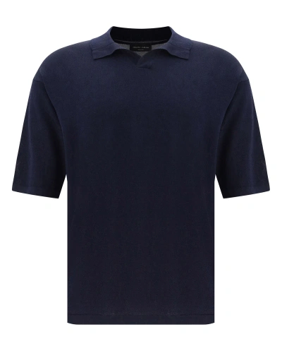 Roberto Collina Boxy Polo Shirt In Blue
