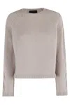 Roberto Collina Braided Long-sleeve Sweater With Classic Crew Neckline In Gray