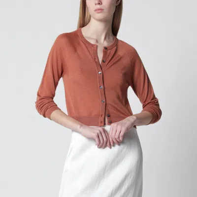 Roberto Collina Brick-colored Cardigan In Cashmere And Silk In Brown