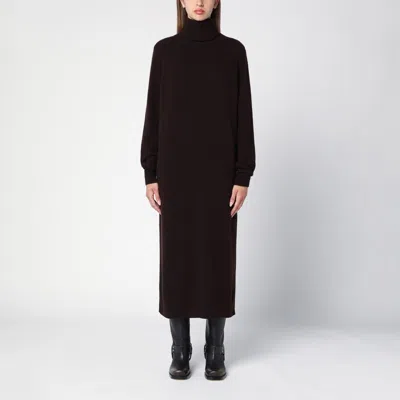Roberto Collina Brown Cashmere Blend Turtleneck Dress