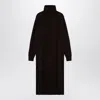 Roberto Collina Brown Cashmere Blend Turtleneck Dress