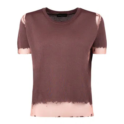 ROBERTO COLLINA ROBERTO COLLINA BROWN COTTON BLEND DEVORÉ PULLOVER