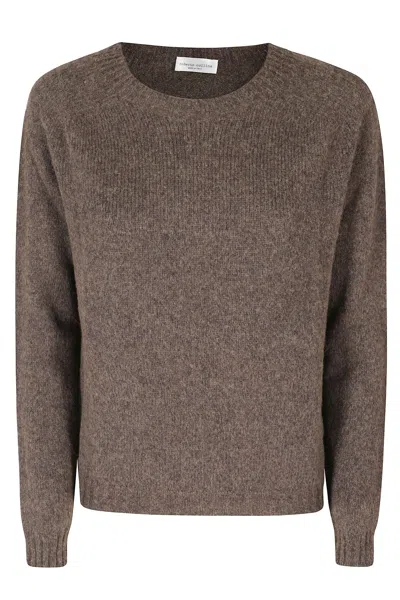 Roberto Collina Brown Ribbed Trim Merino Wool-blend Sweater