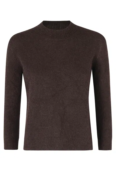 Roberto Collina Brown Three-quarter Sleeve Cashmere-blend Turtleneck