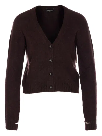 Roberto Collina Knitwear Cardigan With Cut Out Detail In Brown