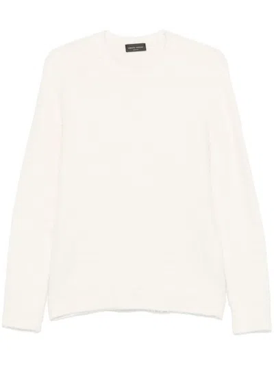Roberto Collina Timeless Crew-neck Sweater With Ribbed Details In White