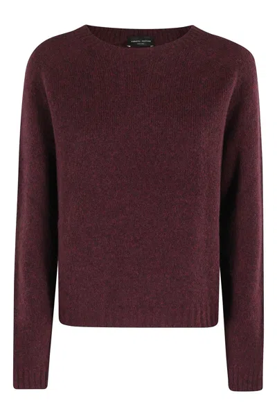 ROBERTO COLLINA BURGUNDY CIRCLE NECK SWEATER WITH LONG SLEEVES