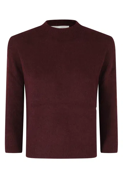 Roberto Collina Burgundy Three-quarter Sleeve Cashmere-blend Turtleneck In Multi