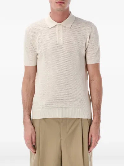 Roberto Collina Perforated Cotton Ribbed Finishes Polo Shirt In Animal Print