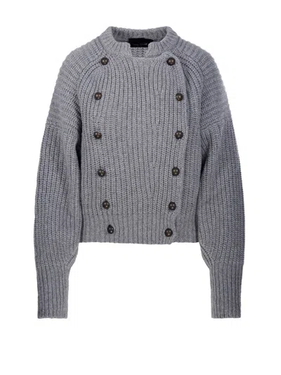 Roberto Collina Button Detailed Knit Sweater In Grey
