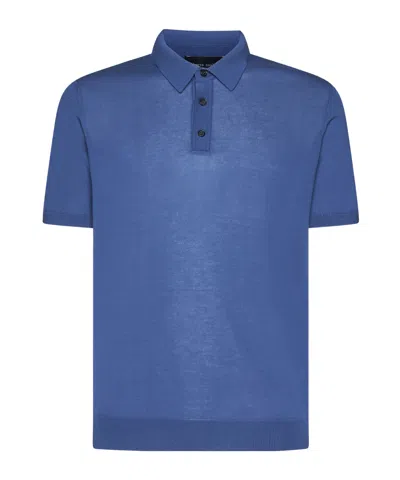 Roberto Collina Button-down Short Sleeve Polo Shirt In Blue