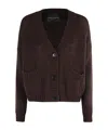 Roberto Collina Three-quarter Sleeve Brown Wool Cardigan With V-neck And Button Closure In Brown