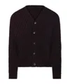 Roberto Collina Ribbed Knit V-neck Cardigan Clothing In Burgundy