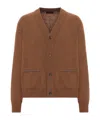 Roberto Collina Wool Cardigan With Contrast Stitching In Brown