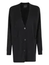 Roberto Collina Oversized Black Cardigan With V-neckline And Front Pockets In Black