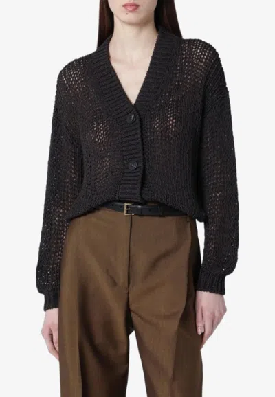 Roberto Collina Buttoned V-neck Cardigan In Brown