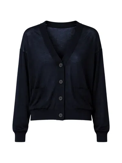 Roberto Collina Long-sleeved Knitted Cardigan In Blue