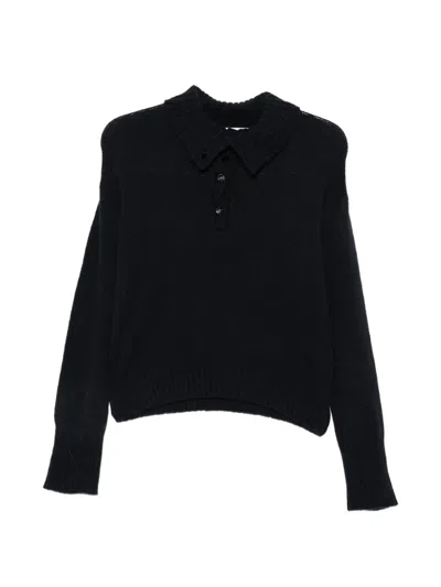 Roberto Collina Button-fastening Ribbed-trim Sweater In Black