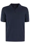 Roberto Collina Buttonless Navy Polo Shirt In Blue