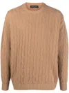 Roberto Collina Cable-knit Merino-cashmere Blend Jumper In Neutrals