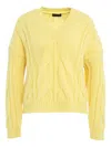 Roberto Collina Cable-knit V-neck Sweater In Yellow