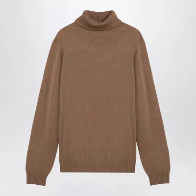 ROBERTO COLLINA ROBERTO COLLINA CAMEL MERINO WOOL TURTLENECK PULLOVER