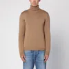 Roberto Collina Camel Merino Wool Turtleneck Pullover In Beige