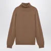 Roberto Collina Camel Merino Wool Turtleneck Pullover In Beige