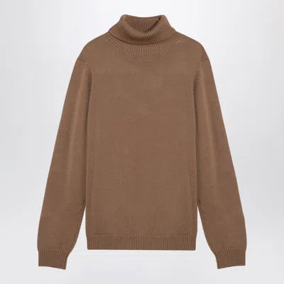 Roberto Collina Camel Turtleneck Pullover In Beige