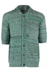 Roberto Collina Mesh Knit Short-sleeved Shirt With Pointed Collar In Menta