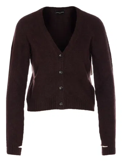 Roberto Collina Knitwear Cardigan With Cut Out Detail In Brown