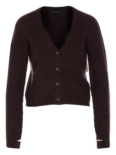 Roberto Collina Knitwear Cardigan With Cut Out Detail In Brown