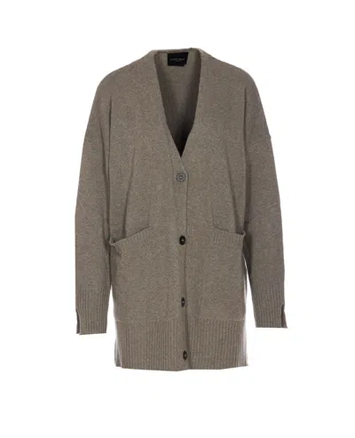 Roberto Collina Knitwear Cardigan With Front Pockets And V-neckline In Gray