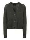 Roberto Collina Textured Knit Cardigan Front Pockets In Green