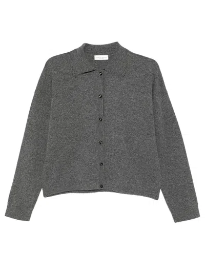 Roberto Collina Cardigan In Lana Con Colletto Polo In Grigio