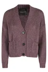 Roberto Collina Long-sleeved Cardigan Sweater In Pink