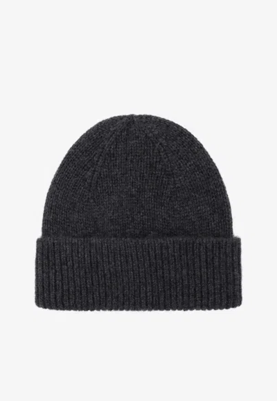 Roberto Collina Cashmere And Alpaca Ribbed Beanie In Gray