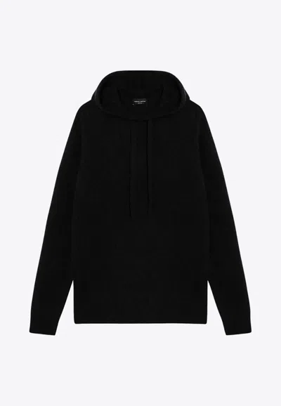 Roberto Collina Cashmere And Silk Hooded Sweatshirt In Black