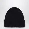 Roberto Collina Cashmere Beanie In Navy Blue In Black