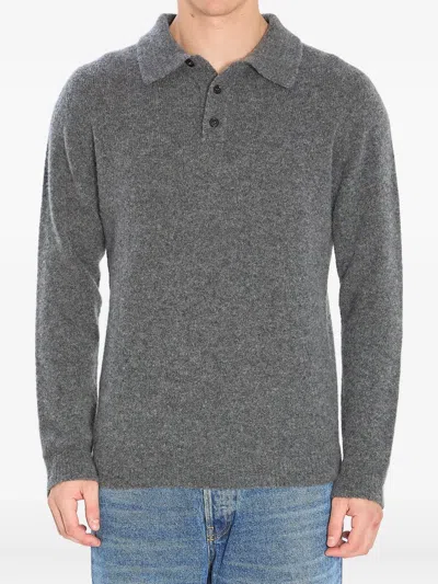 Roberto Collina Cashmere Blend Polo Shirt In Gray