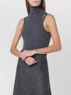 Roberto Collina Cashmere Blend Sleeveless Turtleneck Knit Top In Blue