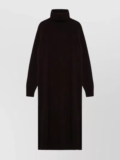 ROBERTO COLLINA CASHMERE BLEND TURTLENECK DRESS WITH SIDE SLITS