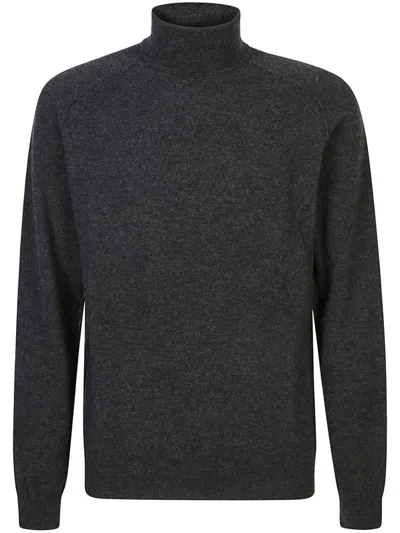 Roberto Collina Roll-neck Knitted Top In Black