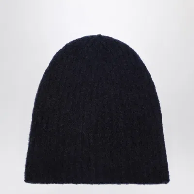 Roberto Collina Cashmere Ribbed Navy Hat In Blue