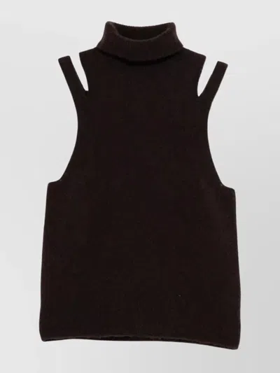 ROBERTO COLLINA CASHMERE SILK TURTLENECK SLEEVELESS TOP