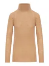 Roberto Collina Turtleneck Long Sleeve Sweater In Nude