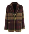 Roberto Collina Loose-fit Bordeaux Wool Jacket With Check Pattern In Black