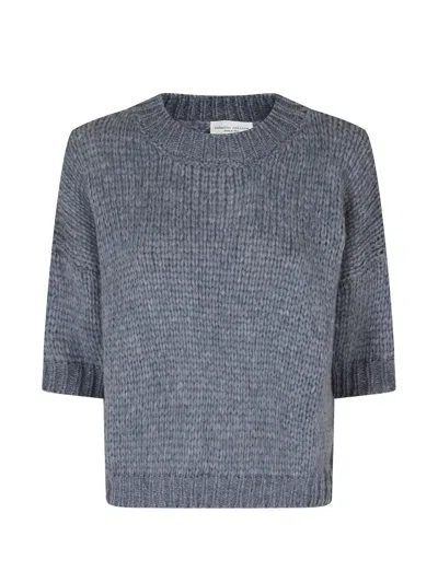 Roberto Collina Chunky-knit Elbow-sleeve Sweater In Blue