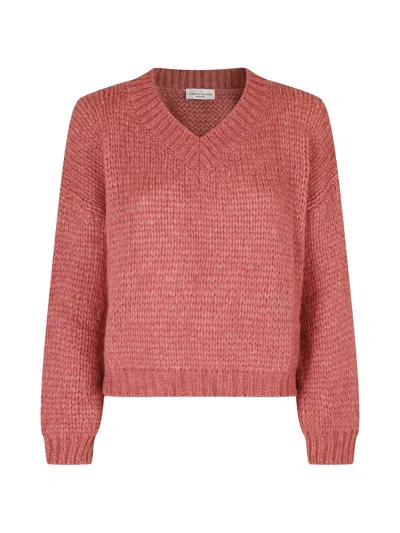 Roberto Collina Chunky-knit V-neck Jumper In Pink